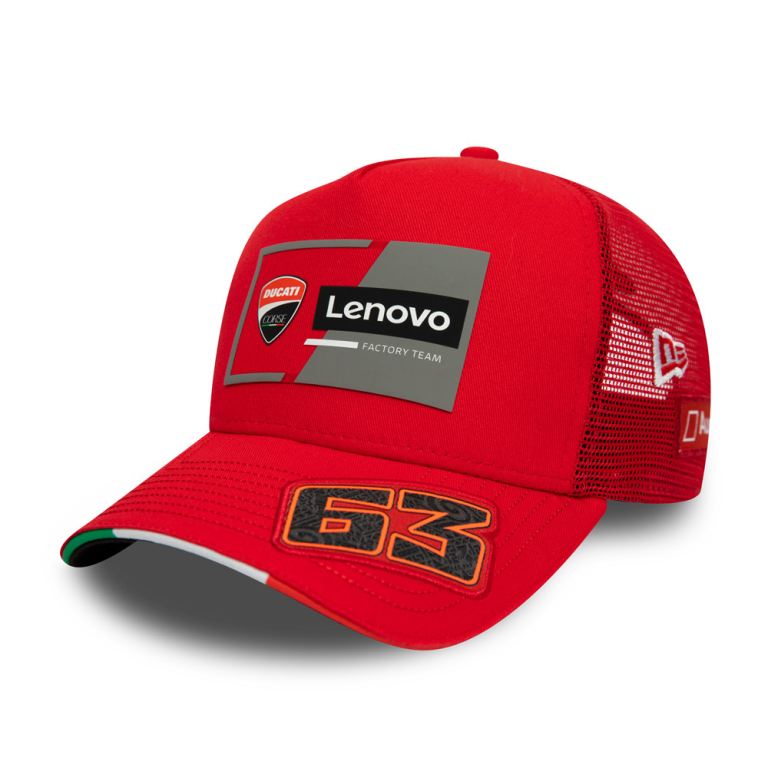 Gorras New Era Motor Sport Rojos - Ducati Team Pecco 63 A-Frame Trucker 02786VHER